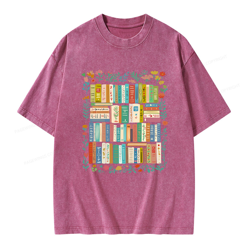 Pagewings Vintage Library Unisex Washed T-shirt