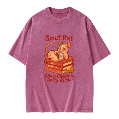 Pagewings Smut Rat Spicy Cheese Spicy Reads Unisex Washed T-shirt