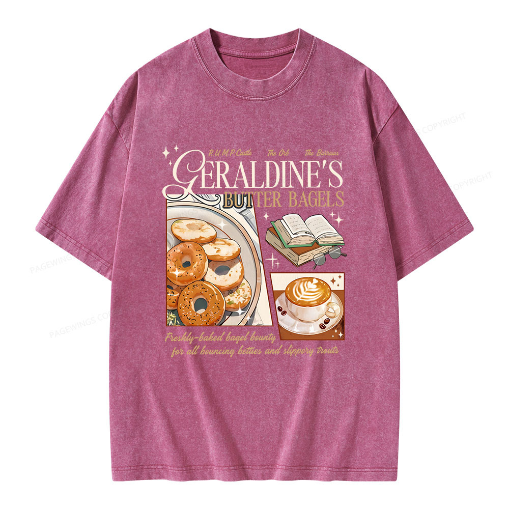 Pagewings Geraldines Buttery Bagels Unisex Washed T-shirt