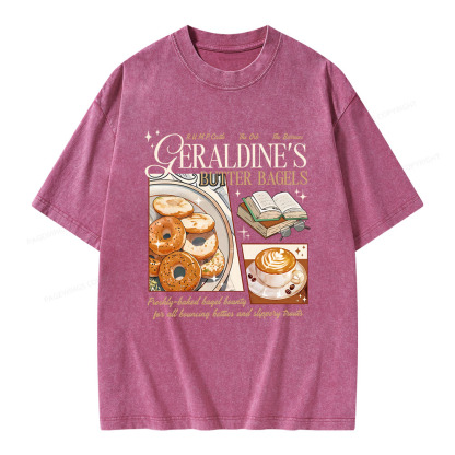 Pagewings Geraldines Buttery Bagels Unisex Washed T-shirt