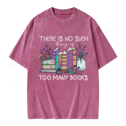 Pagewings No Such Thing as Too Many Books Unisex Washed T-shirt