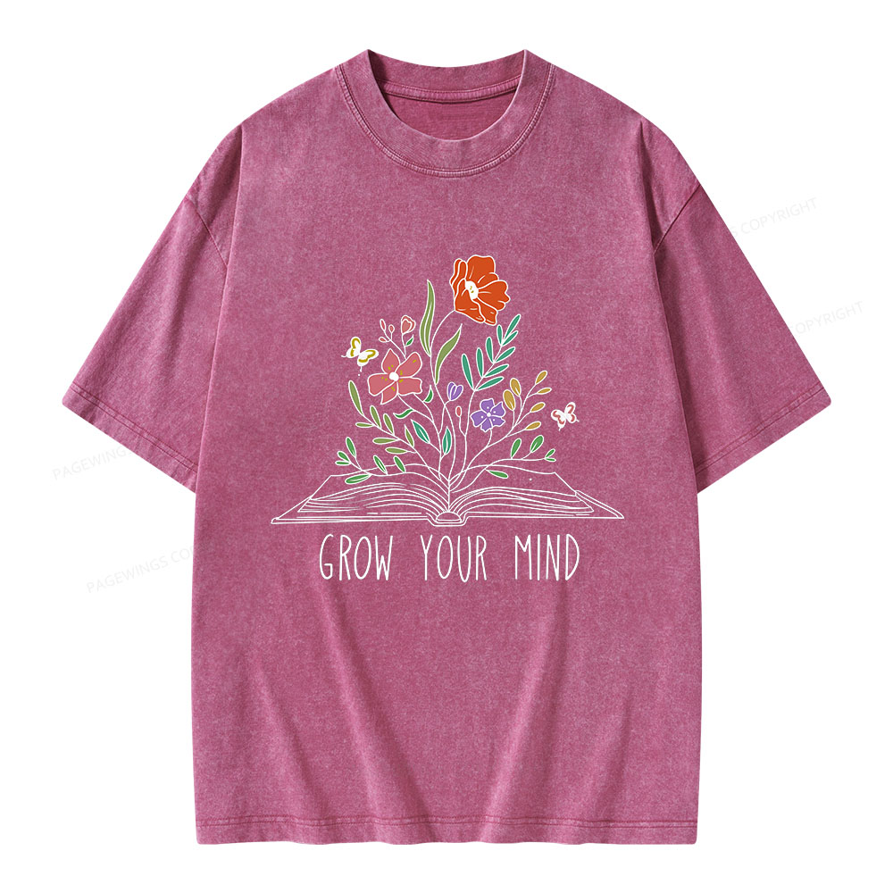 Pagewings Grow Your Mind Unisex Washed T-shirt