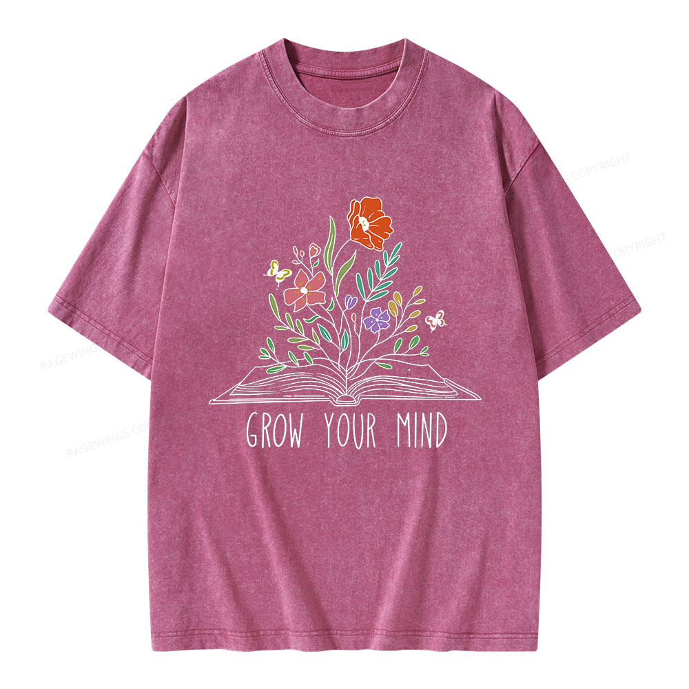 Pagewings Grow Your Mind Unisex Washed T-shirt