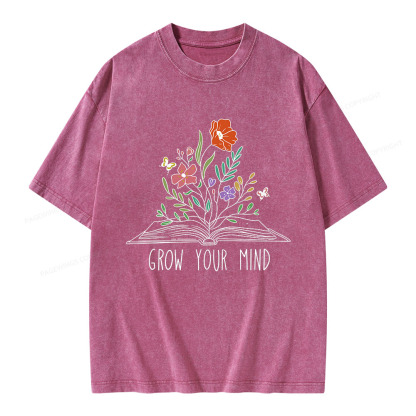 Pagewings Grow Your Mind Unisex Washed T-shirt