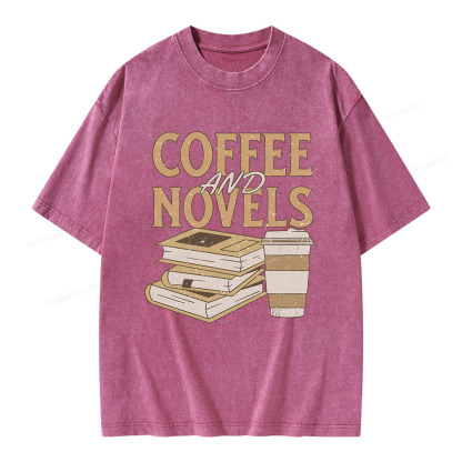 Pagewings Coffee And Novel Unisex Washed T-shirt