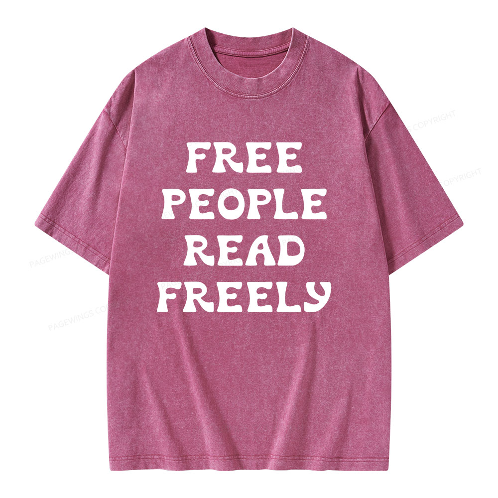 Pagewings Free People Read Freely Unisex Washed T-shirt