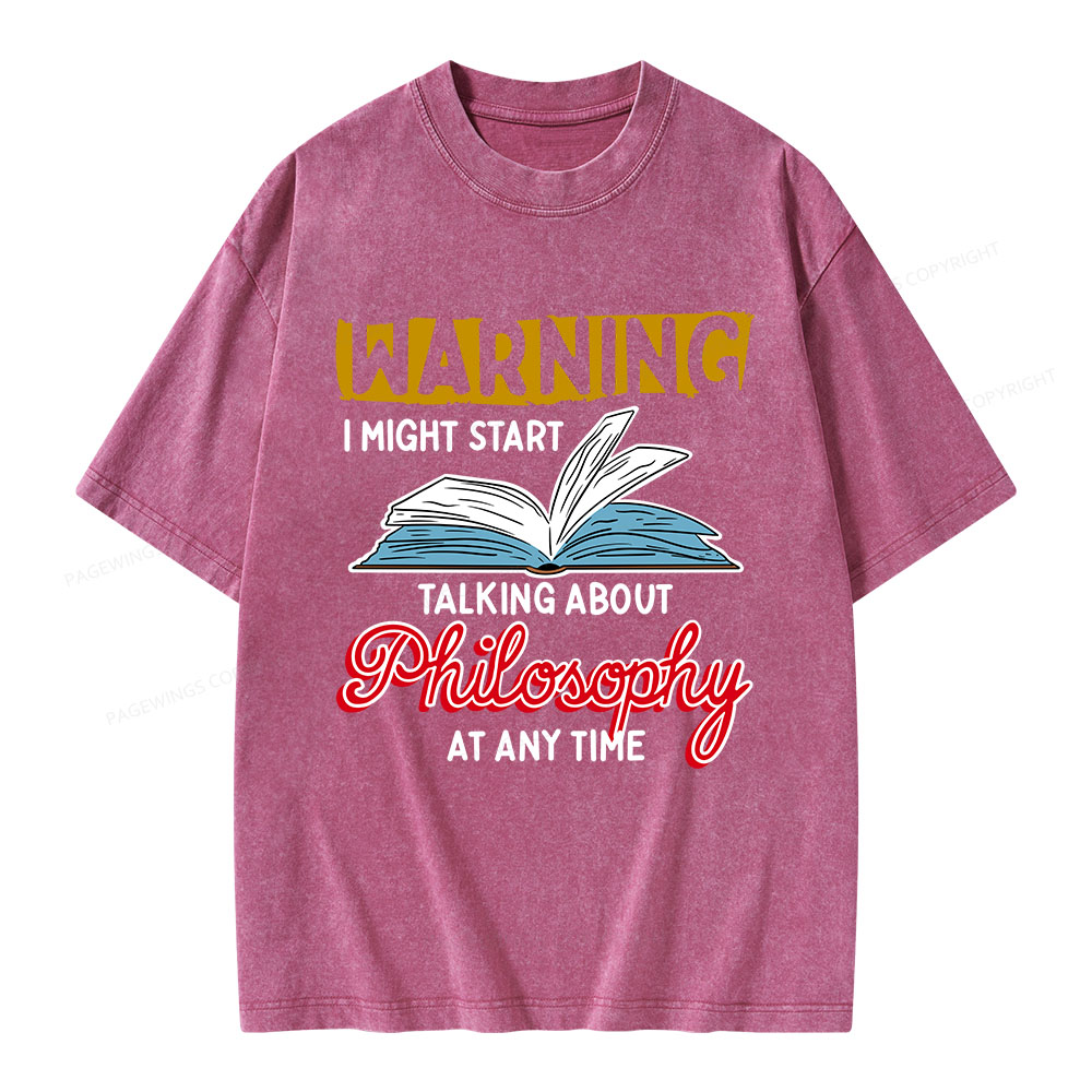 Pagewings Talking About Philosophy At Any Time Unisex Washed T-shirt