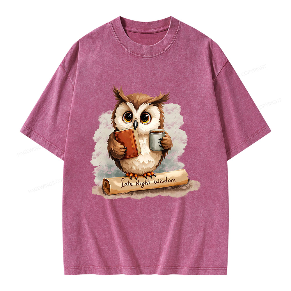 Pagewings Late Night Wisdom Unisex Washed T-shirt