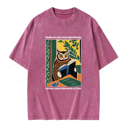 Pagewings Books Are Your Best Quiet Friends Unisex Washed T-shirt