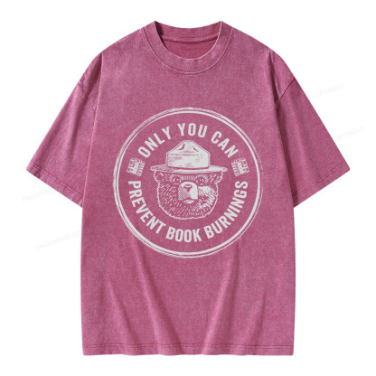 Pagewings Only You Can Prevent Book Burnings Unisex Washed T-shirt