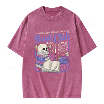 Pagewings Anti Social Book Club Unisex Washed T-shirt