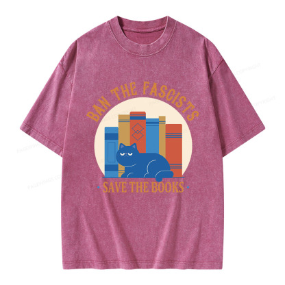 Pagewings Ban The Fascists Save The Books Unisex Washed T-shirt