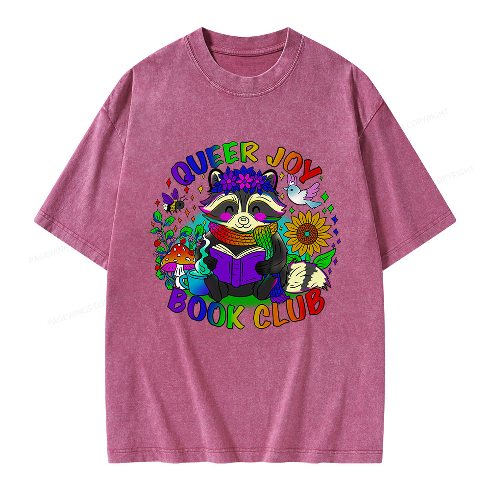 Pagewings Queer Joy Book Club Unisex Washed T-shirt