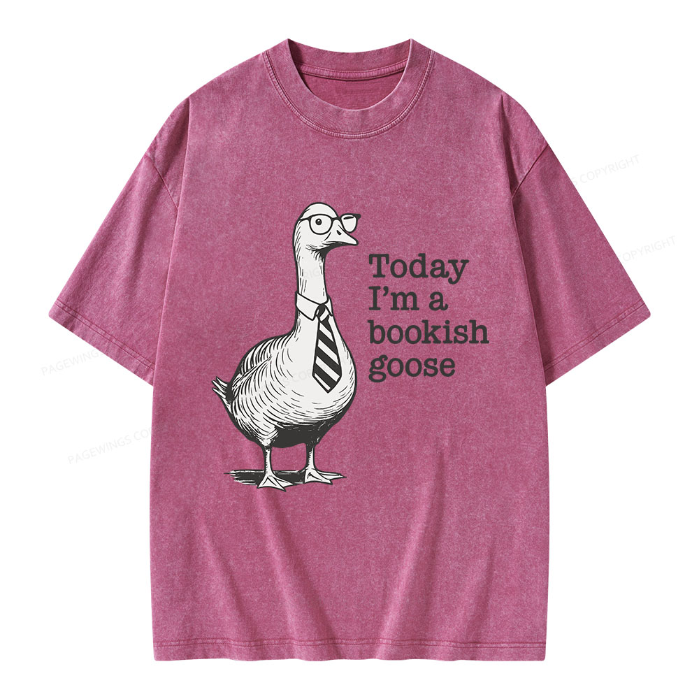 Pagewings Today I'm A Bookish Goose Unisex Washed T-shirt