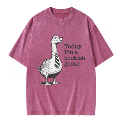 Pagewings Today I'm A Bookish Goose Unisex Washed T-shirt