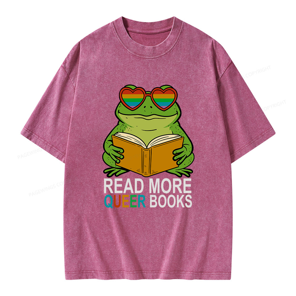 Pagewings Read More Queer Books Unisex Washed T-shirt