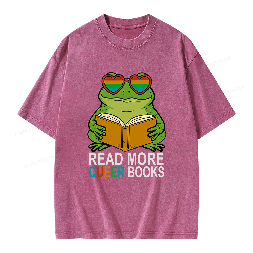 Pagewings Read More Queer Books Unisex Washed T-shirt
