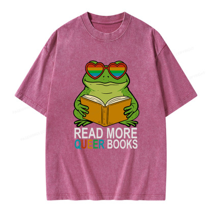 Pagewings Read More Queer Books Unisex Washed T-shirt