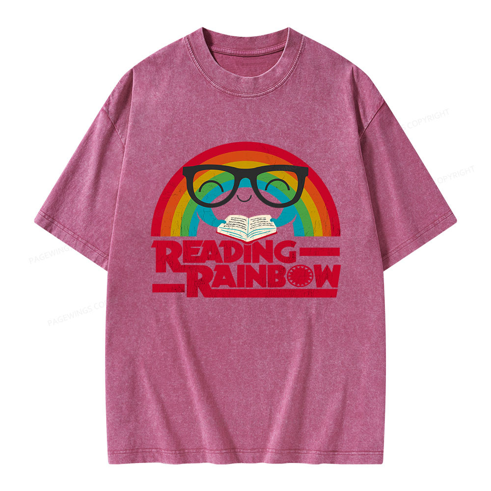 Pagewings Reading Rainbow Unisex Washed T-shirt