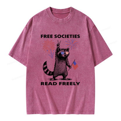 Pagewings Free Societies Read Freely Unisex Washed T-shirt