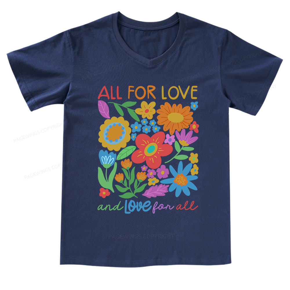Pagewings All For Love  V-neck T-shirt