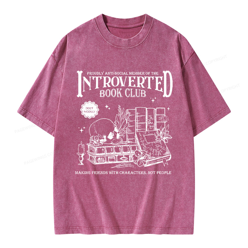 Pagewings Introverted Book Club Unisex Washed T-shirt