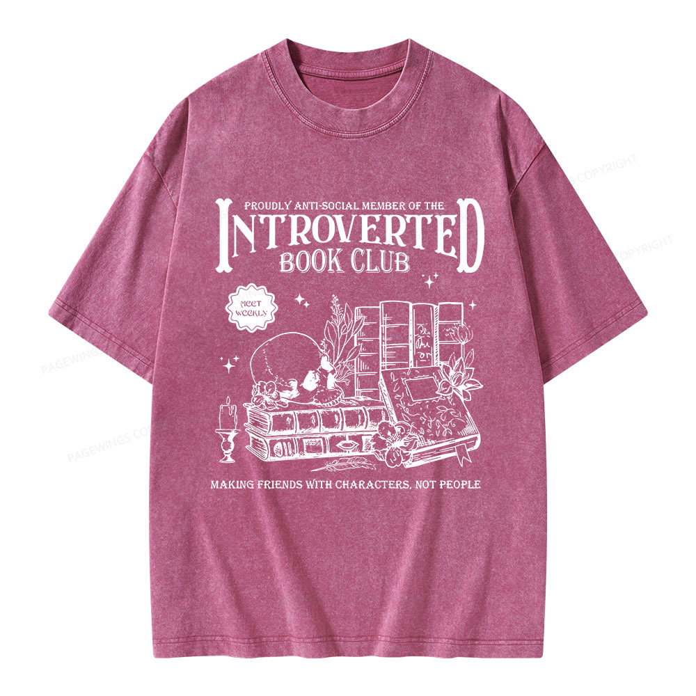 Pagewings Introverted Book Club Unisex Washed T-shirt