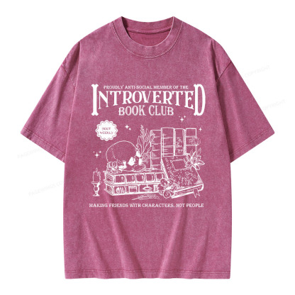 Pagewings Introverted Book Club Unisex Washed T-shirt