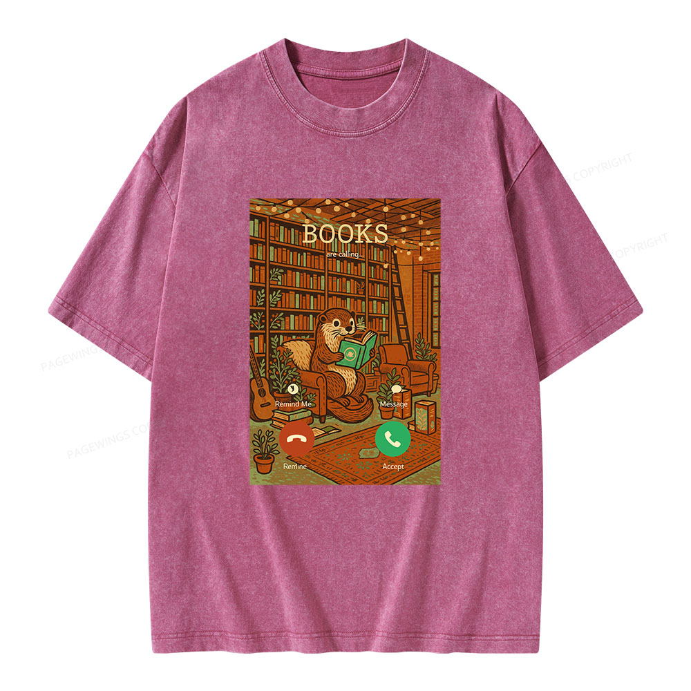 Pagewings Books Are Calling... Unisex Washed T-shirt