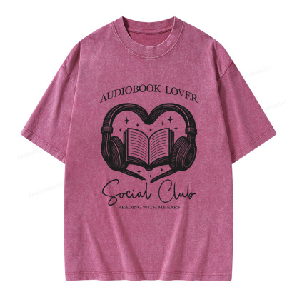Pagewings Audiobook lover Social Club Unisex Washed T-shirt
