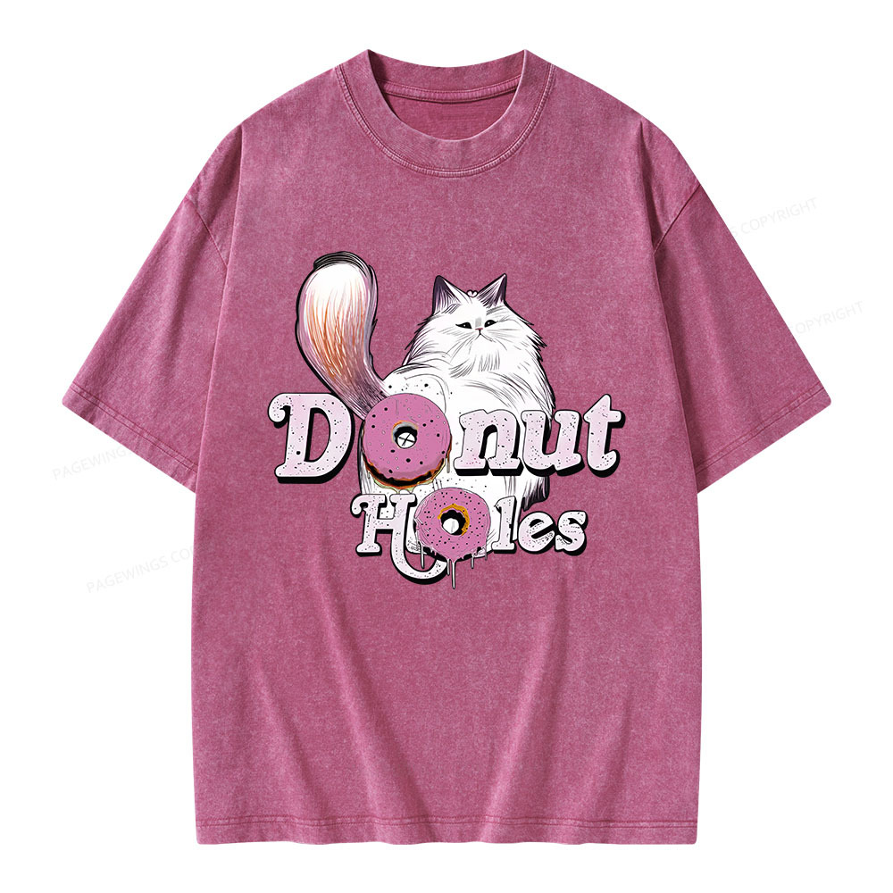 Pagewings Donut Cat Bookish Unisex Washed T-shirt
