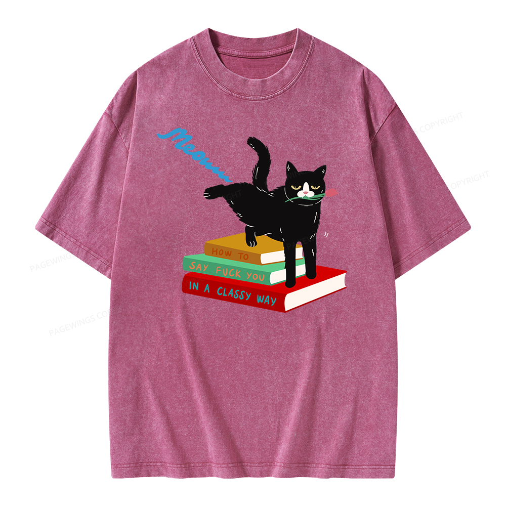 Pagewing A handsome cat standing on a book Unisex Washed T-shirt