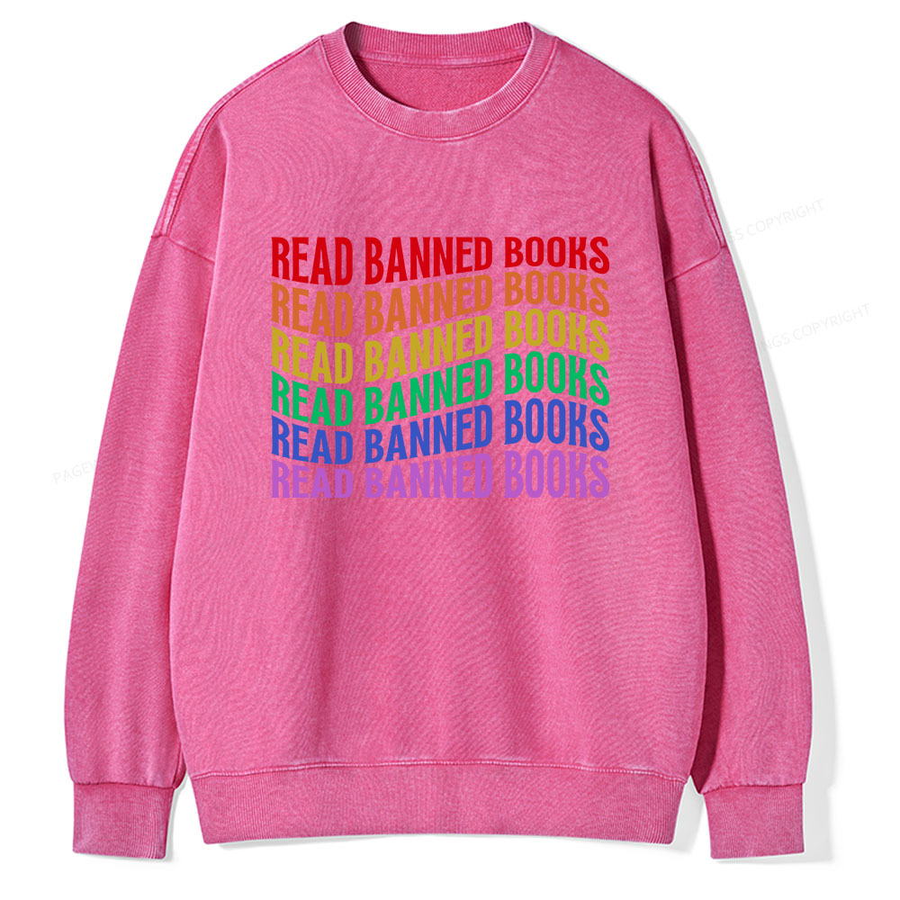 Pagewings Read Banned Books Unisex Washed Sweatshirt