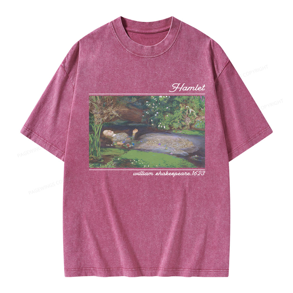Pagewings Hamlet Ophelia Shakespeare Unisex Washed T-shirt
