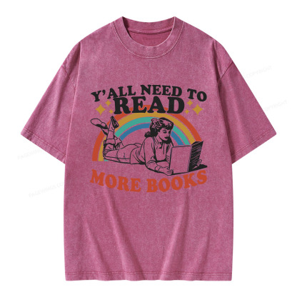 Pagewings Y'all Need To Read More Books Unisex Washed T-shirt