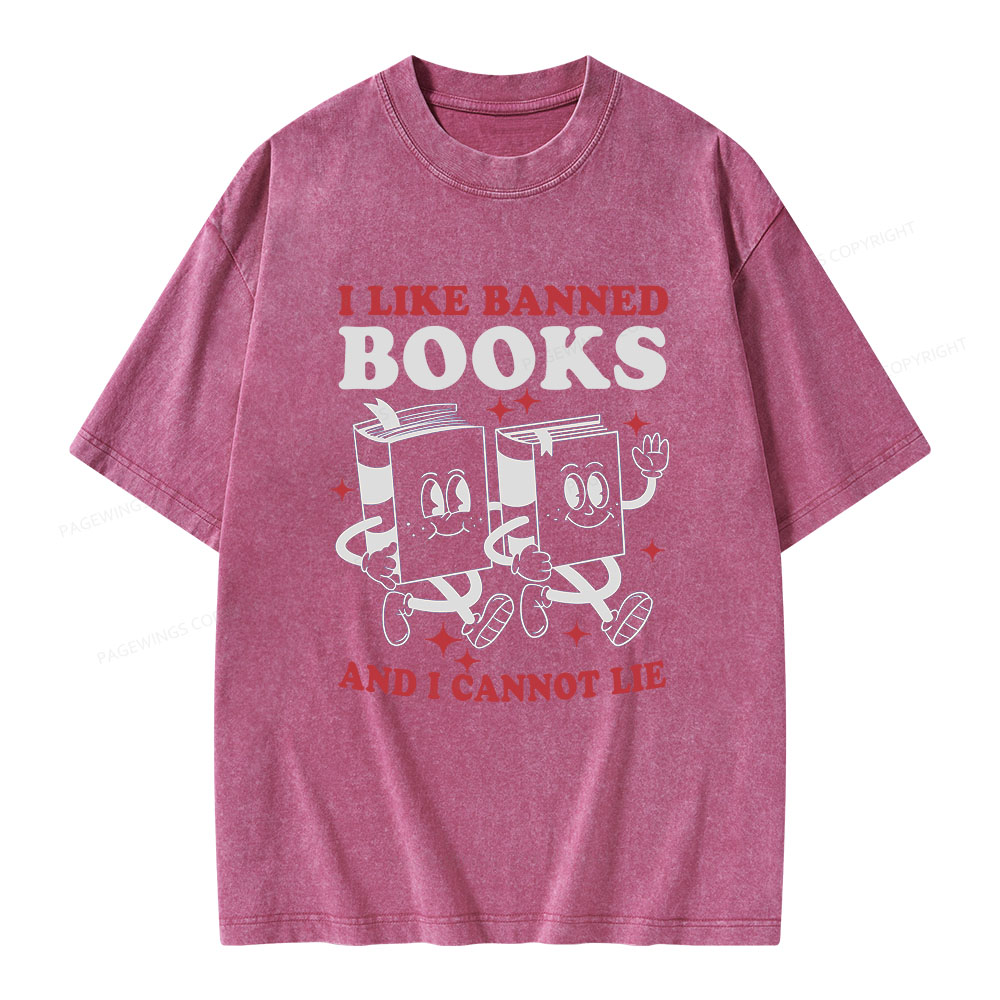 Pagewings I Like Banned Books And I Cannot Lie Unisex Washed T-shirt