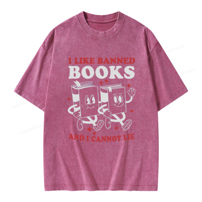 Pagewings I Like Banned Books And I Cannot Lie Unisex Washed T-shirt