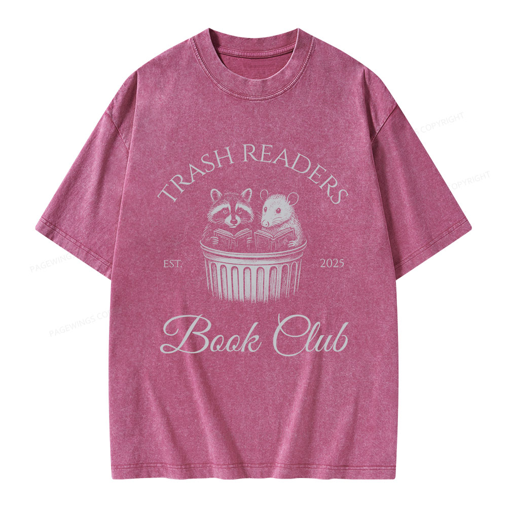 Pagewings Trash Readers Book Club Unisex Washed T-shirt