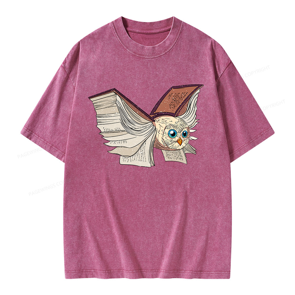 Pagewings Just An Owl Who Loves Reading Unisex Washed T-shirt