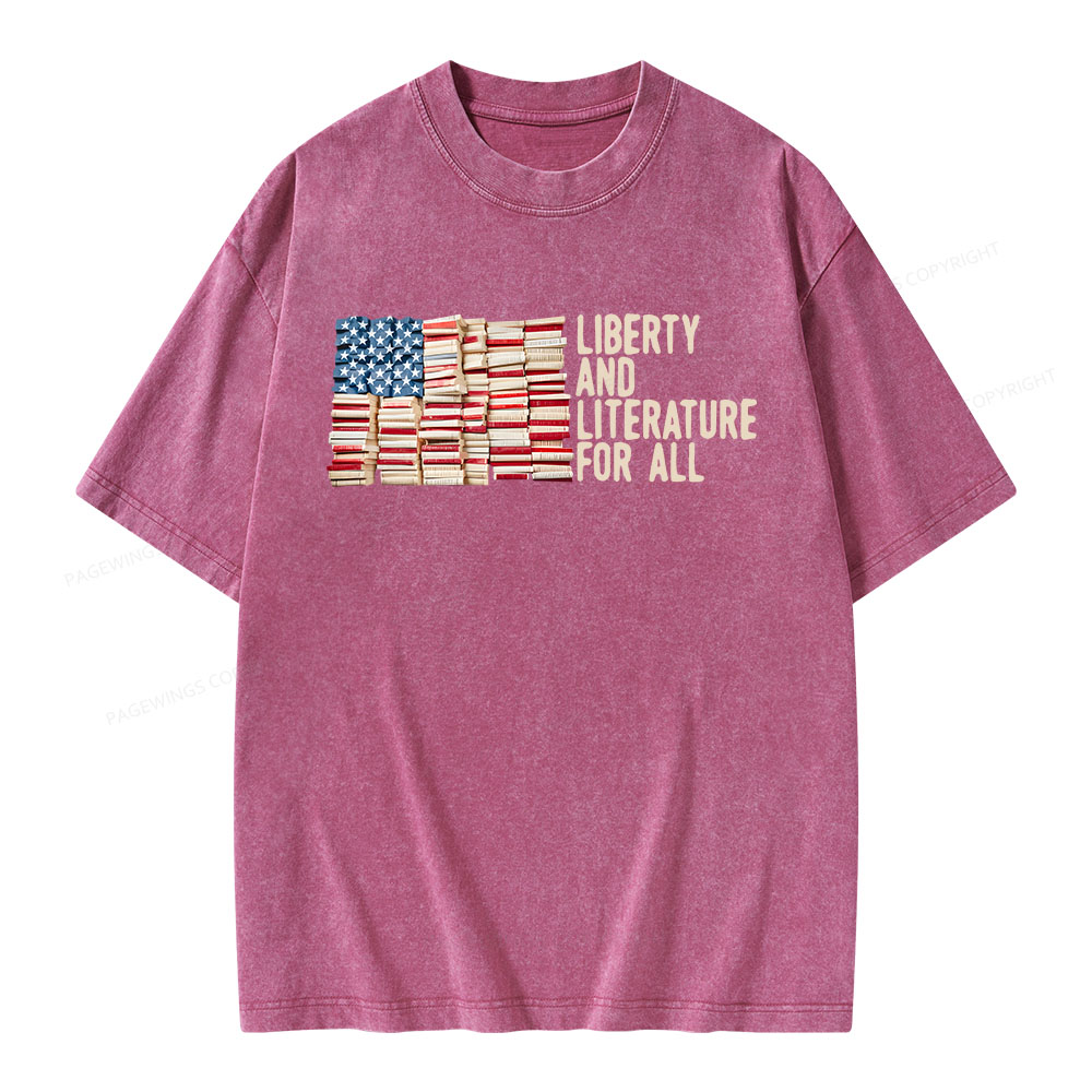 Pagewings Liberty And Literature For All Unisex Washed T-shirt