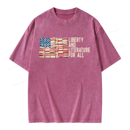 Pagewings Liberty And Literature For All Unisex Washed T-shirt
