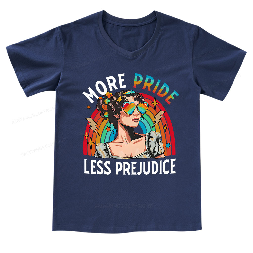 Pagewings More Pride Less Prejudice V-neck T-shirt
