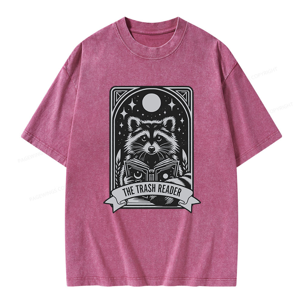 Pagewings The Trash Reader Raccoon Unisex Washed T-shirt