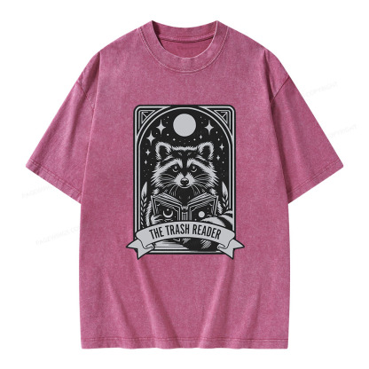 Pagewings The Trash Reader Raccoon Unisex Washed T-shirt