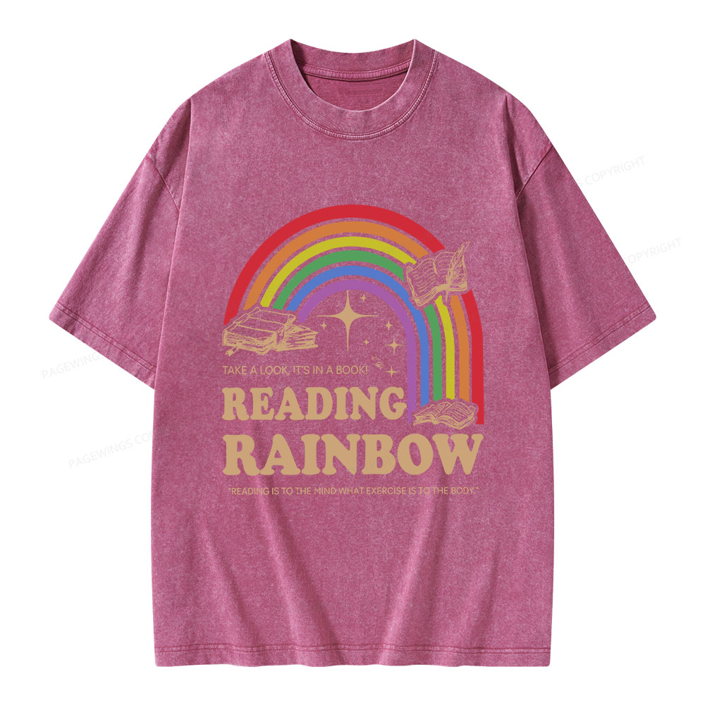 Pagewings Reading Rainbow Librarian Unisex Washed T-shirt
