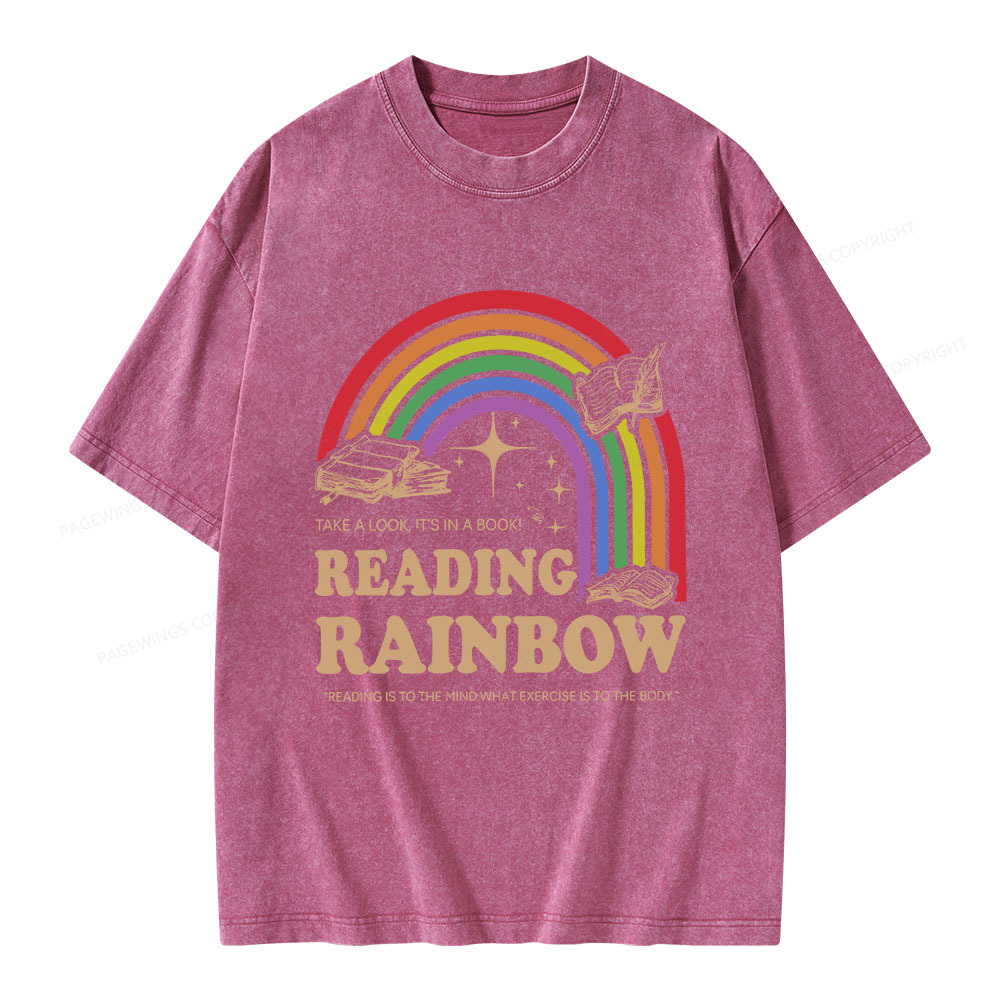 Pagewings Reading Rainbow Librarian Unisex Washed T-shirt