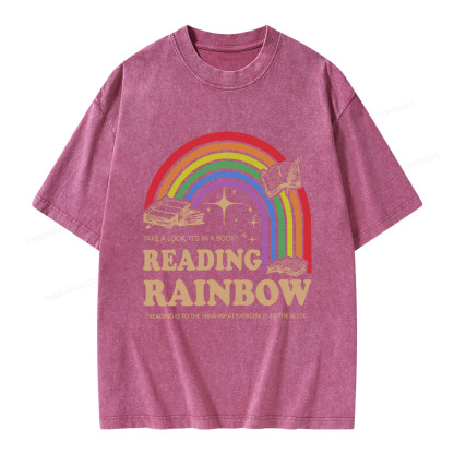 Pagewings Reading Rainbow Librarian Unisex Washed T-shirt
