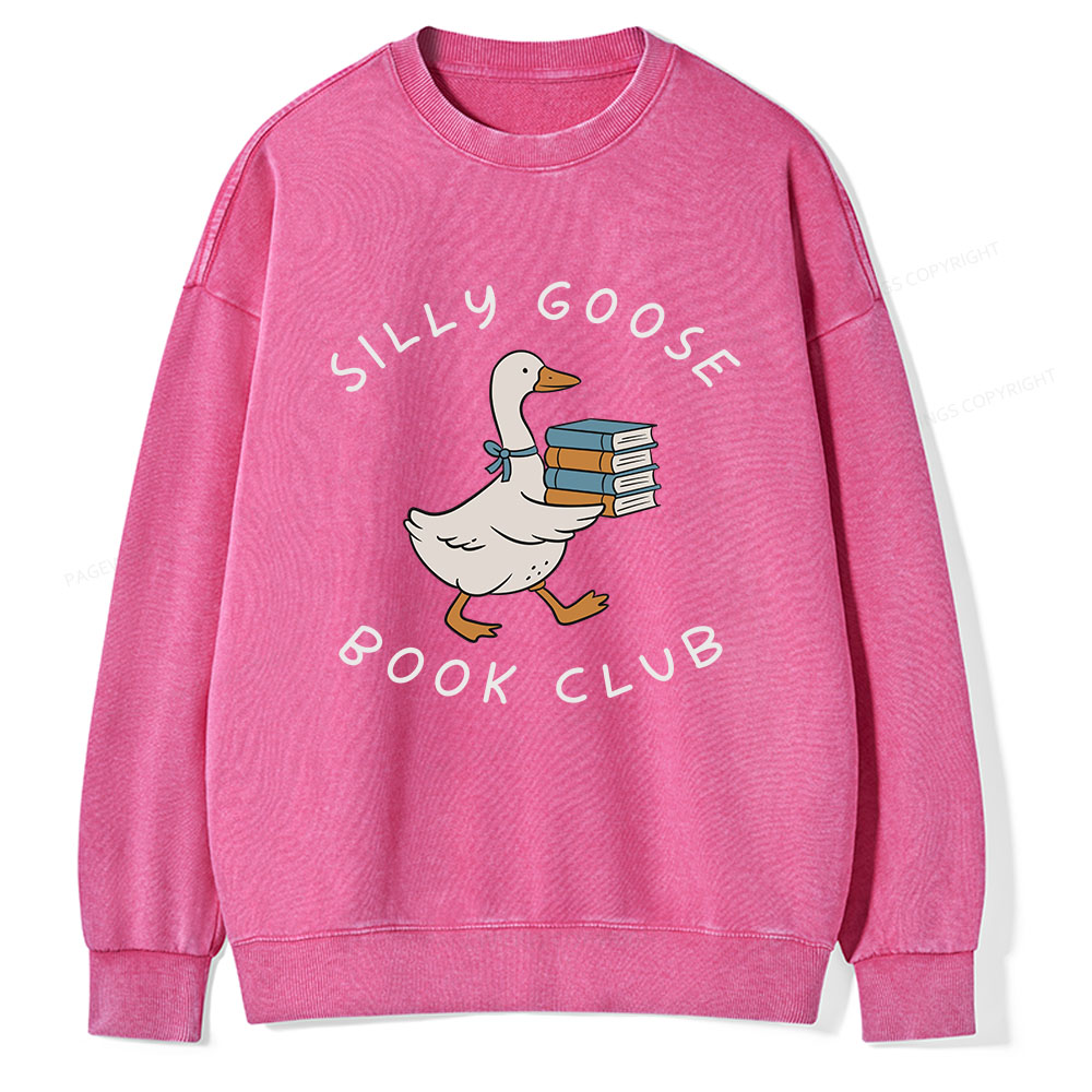 Pagewings Silly Goose Book Club Unisex Washed Sweatshirt