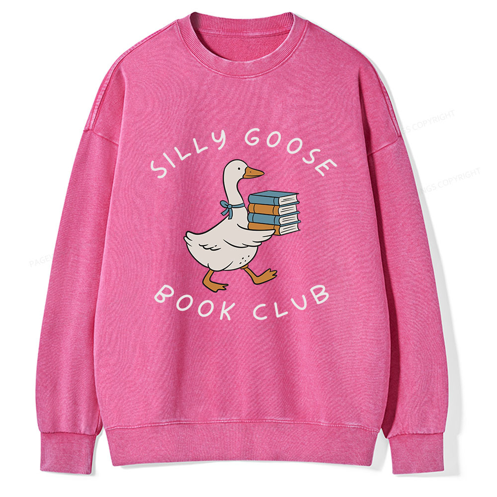 Pagewings Silly Goose Book Club Unisex Washed Sweatshirt