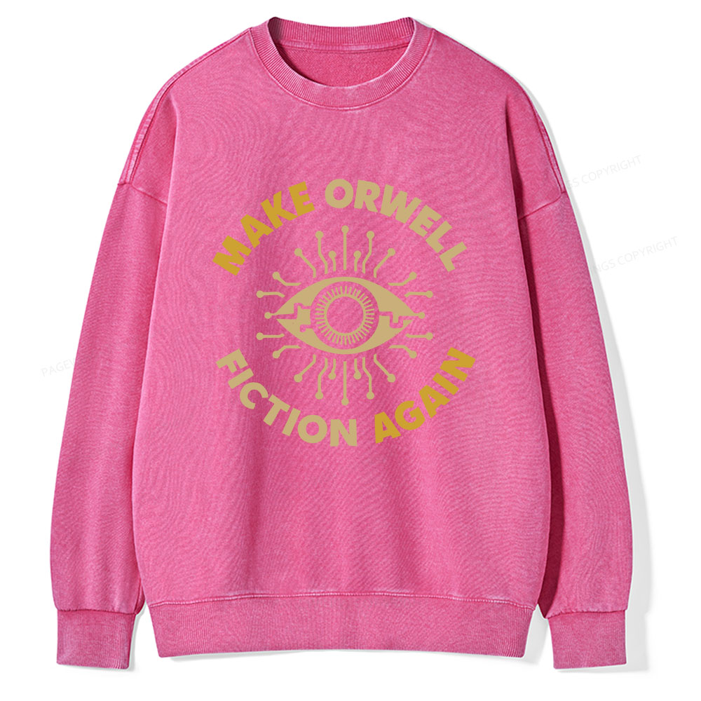 Pagewings Make Orwell Fiction Again Unisex Washed Sweatshirt